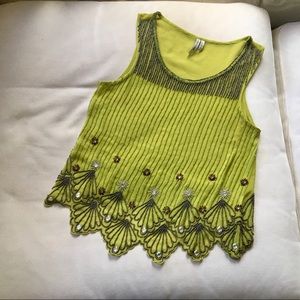 River Island Green Beaded Top